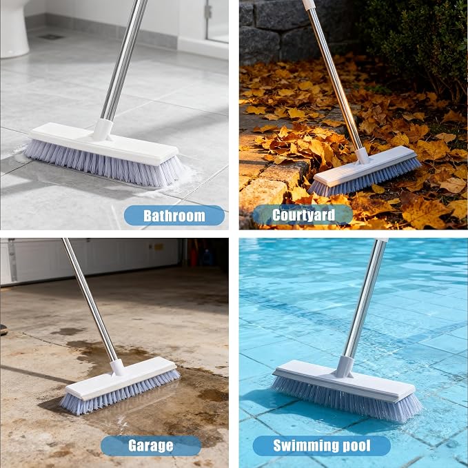 Mops for Floor Cleaning with 57" Long Handle, Scrub Brush, Baseboard Cleaner - Image 4