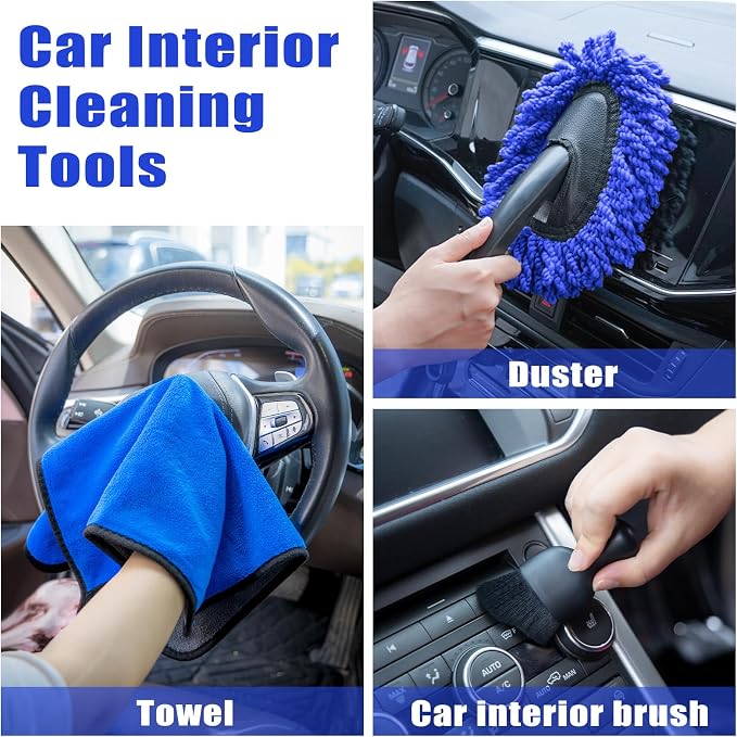 AUTODECO Windshield Cleaner Tool, Detailing Brush, Car Cleaning Kit Interior - Image 6