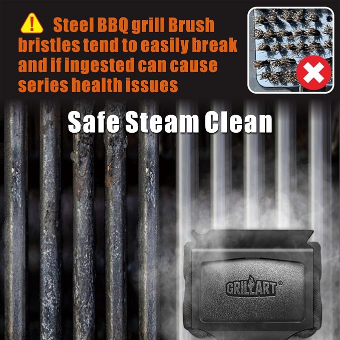 GRILLART Grill Brush Bristle Free. SteamWizards BBQ Replaceable Cleaning Head - Image 8