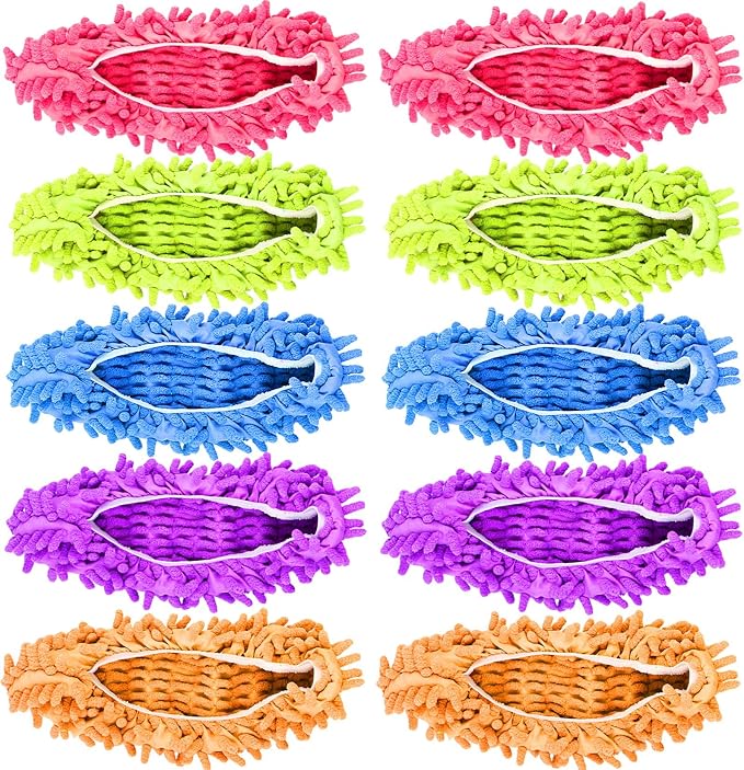 10 Pieces Microfiber Mop Slippers Shoes Cover Soft Washable Reusable Floor - Image 8
