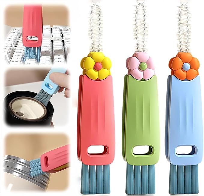 3 in 1 Cup Lid Cleaning Brush, 3 in 1 Multifunctional Cleaning Brush Portable by Shrunqi