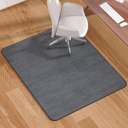 Blvornl Office Chair Mat for Hardwood Floor and Low Pile Carpet, 47" x 60" Corduroy Surface Desk Rolling Chair Mat for Hard Floors, Heavy Duty Carpeted Floor Protector Rug for Home Office, Dark Grey