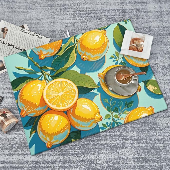 lemon Dish Drying Mat Highly Absorbent Double-Sided Microfiber - Image 4