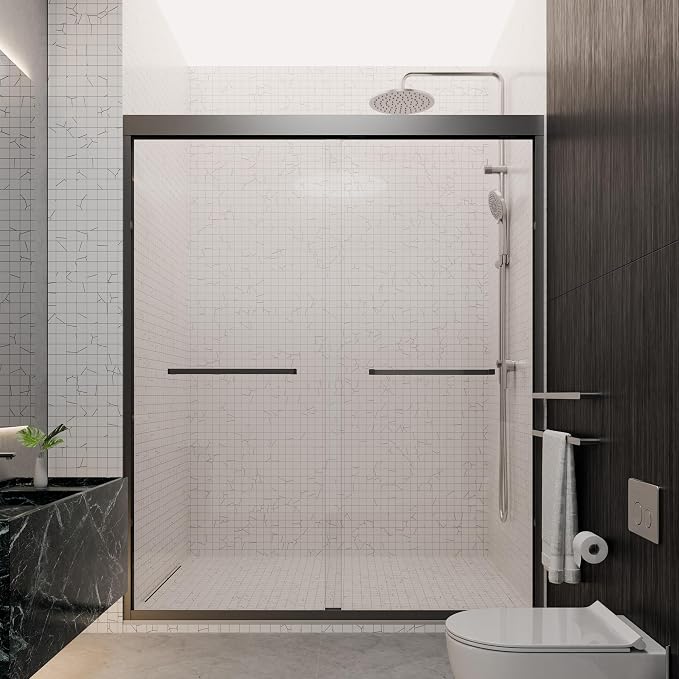 56"-60" W x 70" H Semi-Frameless Double Sliding Bypass Shower Door, 1/4" SGCC - Image 9