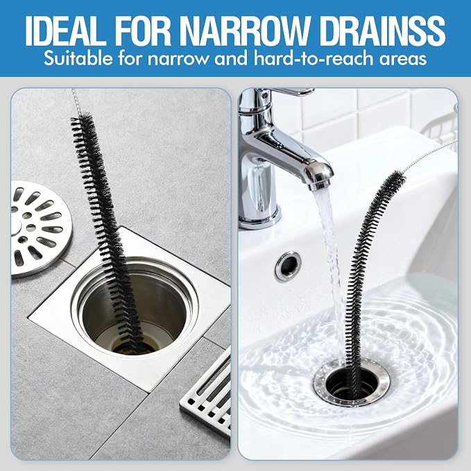 3PCS Drain Brush Set with Refrigerator Coil Cleaning Brush, Bathroom Drains - Image 4