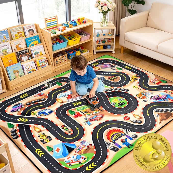 Kids Rug, Race Track Baby Play Mats, 6x9 FT Race Car Rug by Unknown