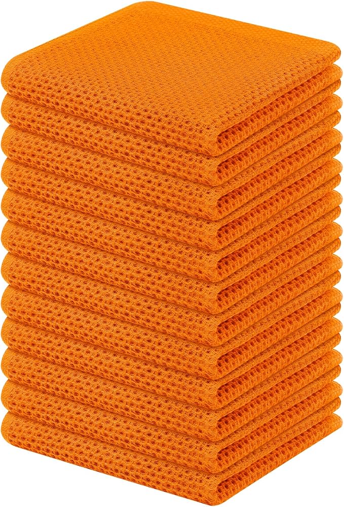 Kitinjoy 100% Cotton Kitchen Dish Cloths, 12 Pack Waffle Weave Ultra Soft by Kitinjoy