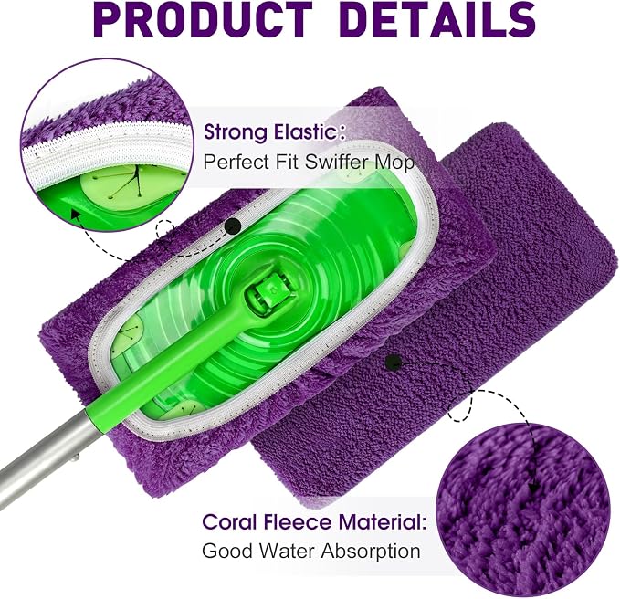 Microfiber Mop Pads, Dry Flat mop Cover & Washable Wet Pads Refill - Image 3