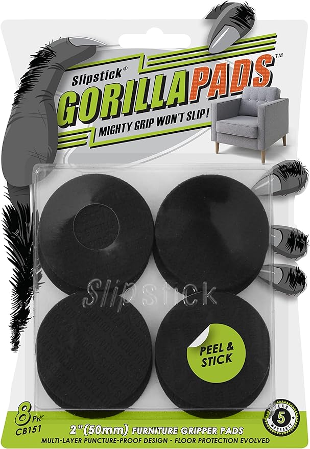 Slipstick GorillaPads Non Slip Furniture Pads/Gripper Floor Protectors 2 Inch by Slipstick
