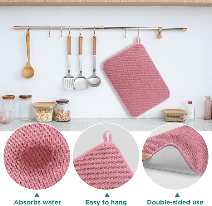 Microfiber Dish Drying Mat, Super Absorbent Kitchen Dish Drying Pad - Image 3