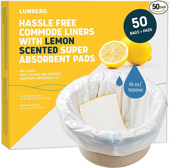 Lunderg Commode Liners with Absorbent Pads by LUNDERG