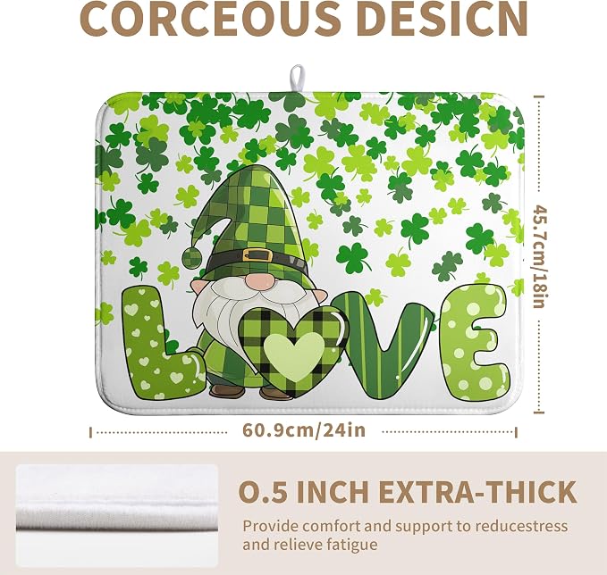 St Patrick's Day Gnomes Dish Drying Mat Shamrock Green Spring Kitchen Dish - Image 5
