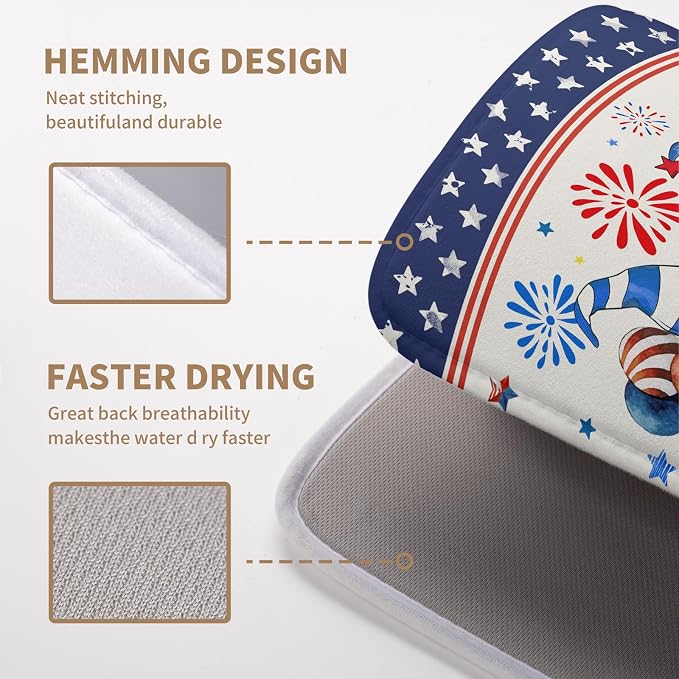 Patriotic Gnome Drying Mat 16x18 Inch American Memorial Day Independence Day - Image 4