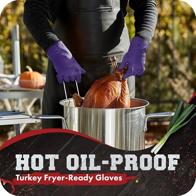 KITCHEN PERFECTION XL Silicone Smoker Oven Gloves -Extreme Heat Resistant BBQ - Image 6