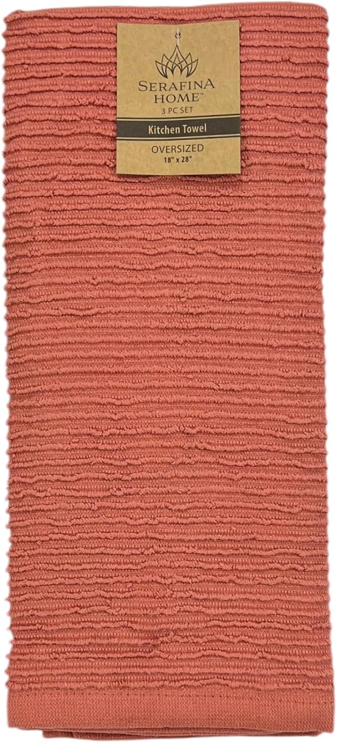 Serafina Home Peach Coral Salmon Kitchen Hand Dish Towels: Oversized 28" x 18" - Image 6