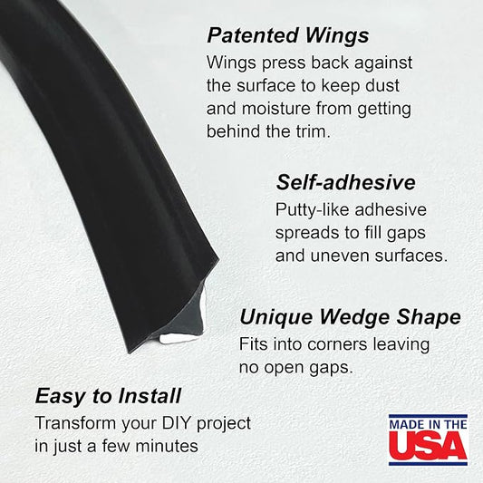 InstaTrim The Original Flexible Trim - 10ft Black 1/2" Wide Caulk Tape - - Image 2