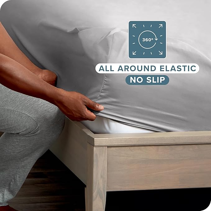 Bare Home 5-Pack Fitted Bottom Sheets Twin - Premium 1800 Ultra-Soft Wrinkle Resistant Microfiber - Deep Pocket (Twin, Light Grey)