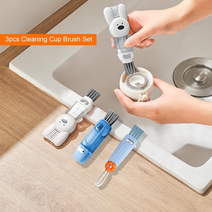 4 in 1 Cup Lid Cleaning Brush, 3 in 1 Bottle Brush, Cup Crevice Cleaning Tools - Image 3