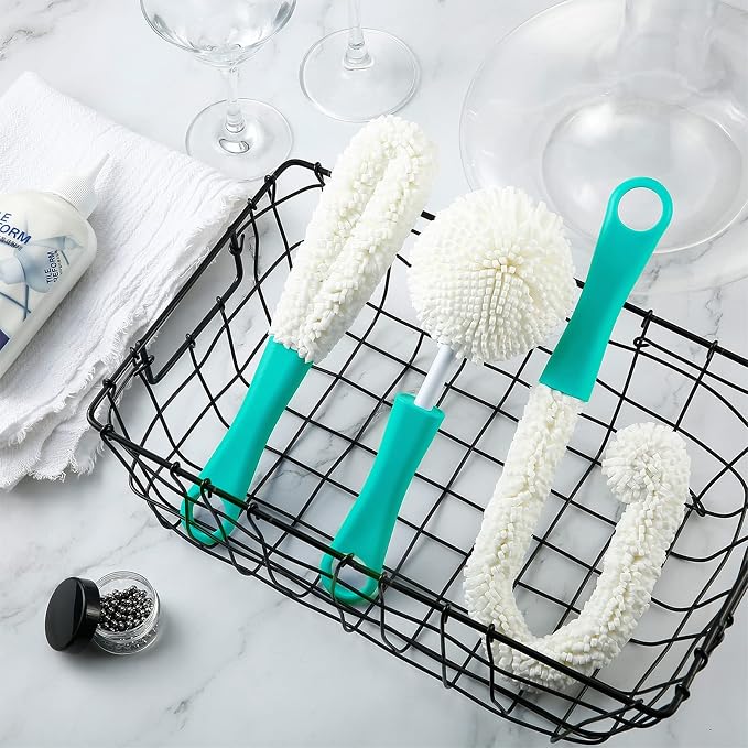 Boao 3 Pcs Decanter Cleaning Brush Wine Glass Decanter Flexible Bottle Brush Set - Image 2