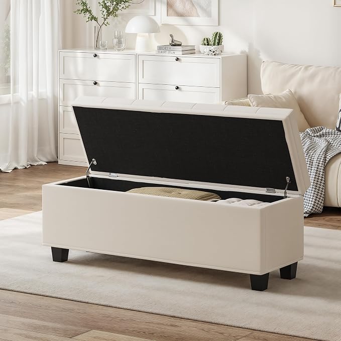 Maupvit Ottoman with Storage, Ottoman Bench with Lift Top, Upholstered Storage - Image 3