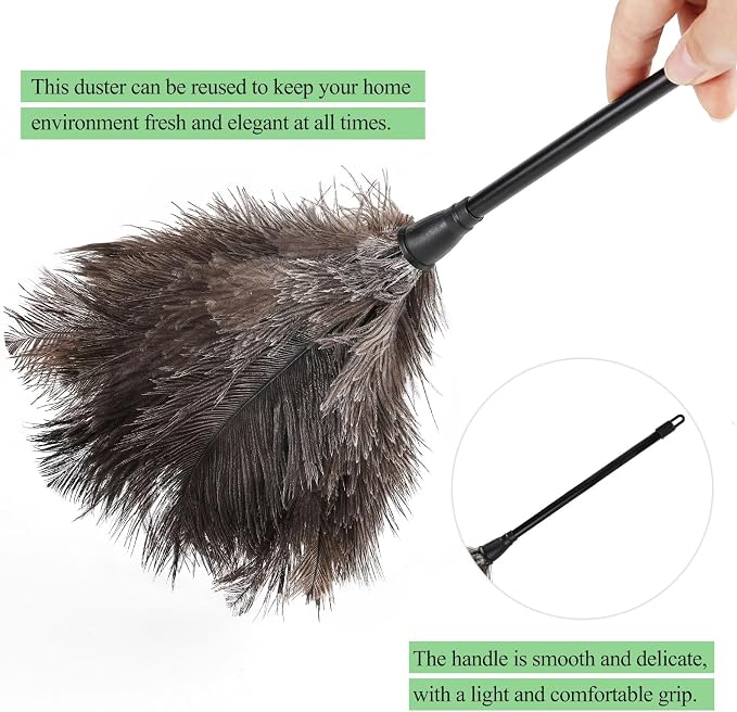 Ostrich Feather Duster 15Inch Natural Fluffy Handheld Feather Dusters - Image 4