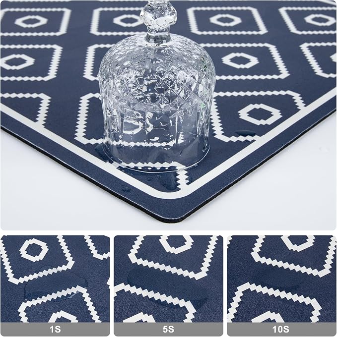 SUEH DESIGN Dish Drying Mat, Absorbent Coffee Mat 19.6 x 11.8 in Quick Dry - Image 3