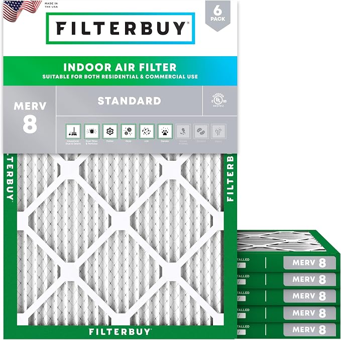Filterbuy 24x28x1 Air Filter MERV 8 Dust Defense Replacement, Electrostatic by Filterbuy