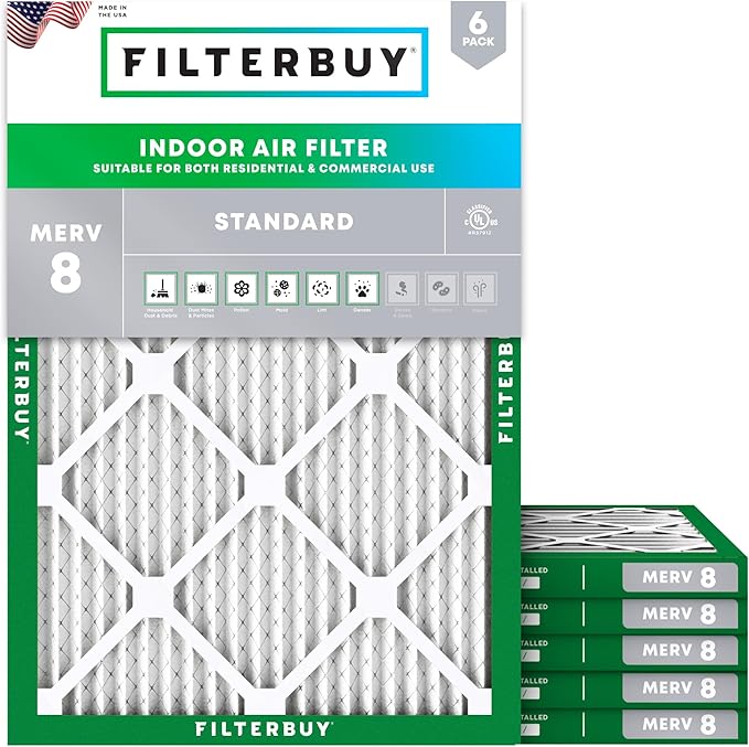 Filterbuy 8x14x1 Air Filter MERV 8 Dust Defense Replacement, Electrostatic by Filterbuy