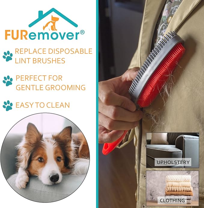 FURemover Duo Pet Hair Rubber Brush, Dual Sided to Easily Remove Fur and Lint - Image 4