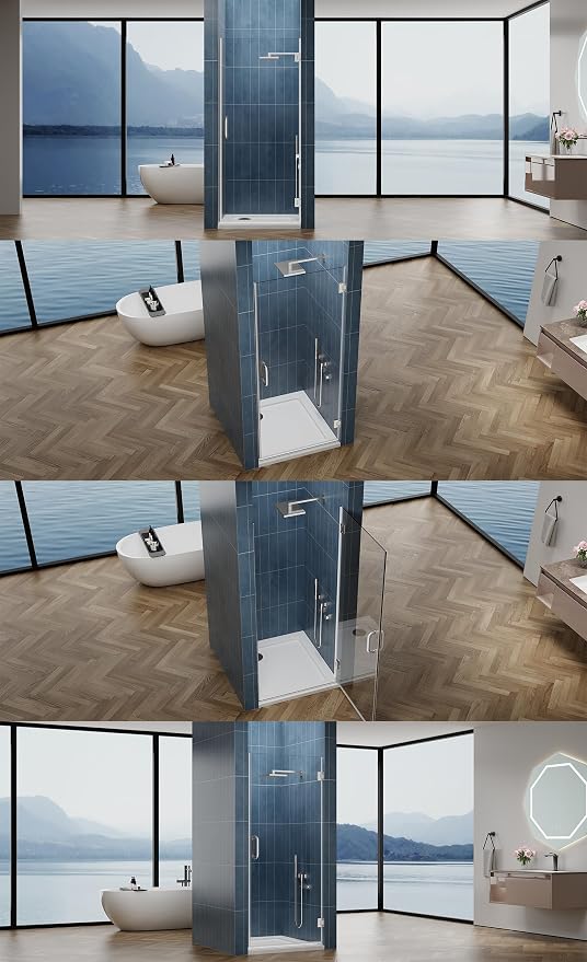Framelss Hinged Shower Door, 3/8" Tempered Glass - Image 12