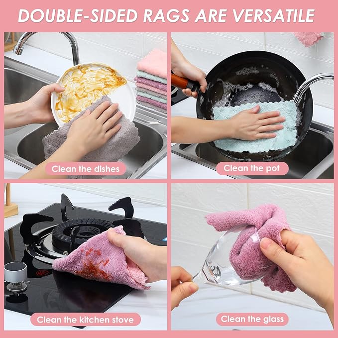 Rachan 11Pack Kitchen Dish Cloths Reusable Dish Towels, Super Absorbent Coral - Image 6