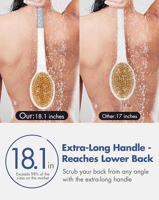 Back Scrubber Body Shower Brush: Anti Slip Long Handle Bath Brush - Image 2