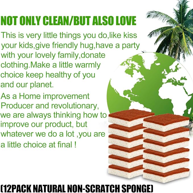 Natural Plant Based Scrub Sponge 12 Pack, Palm Fiber Scrubbing Sponge - Image 6