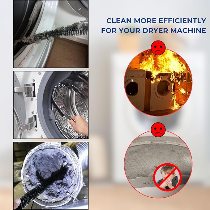 Dryer Lint Brush Vent Trap Cleaner Plus 5PCS Crevice Gap Cleaning Brushes - Image 2