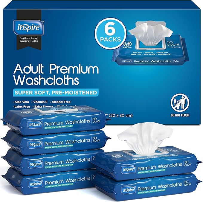 Inspire Adult Wet Wipes, Wash Cloths, Incontinence & Cleansing by Inspire