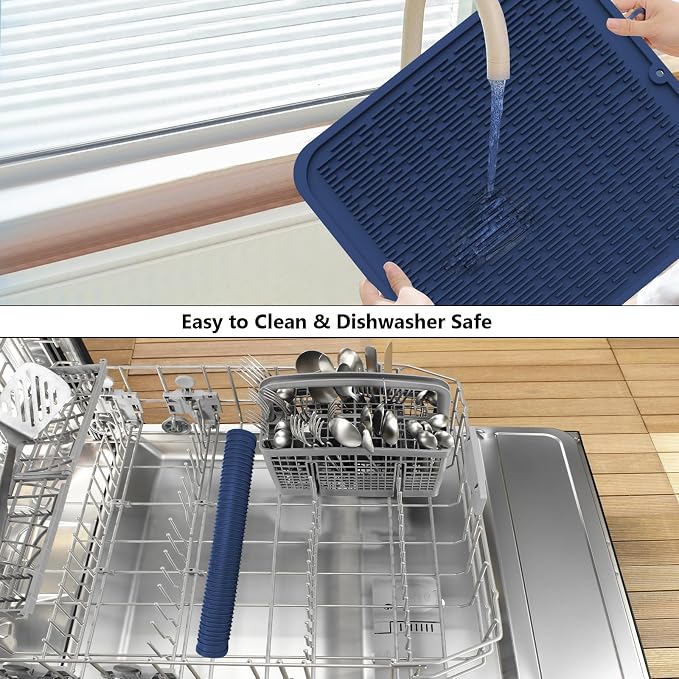 ZLR Silicone Dish Drying Mat for Kitchen Counter, Eco-Friendly Fast Dry Dish Mat - Image 8