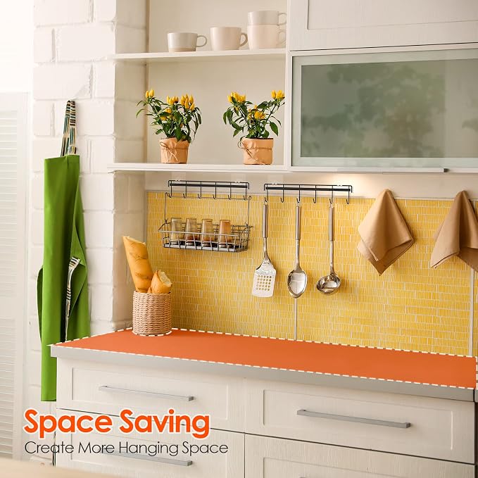 Myfolrena Adhesive Kitchen Hooks Utensil Hanger Holder Hanging Rack 2 Pack - Image 4