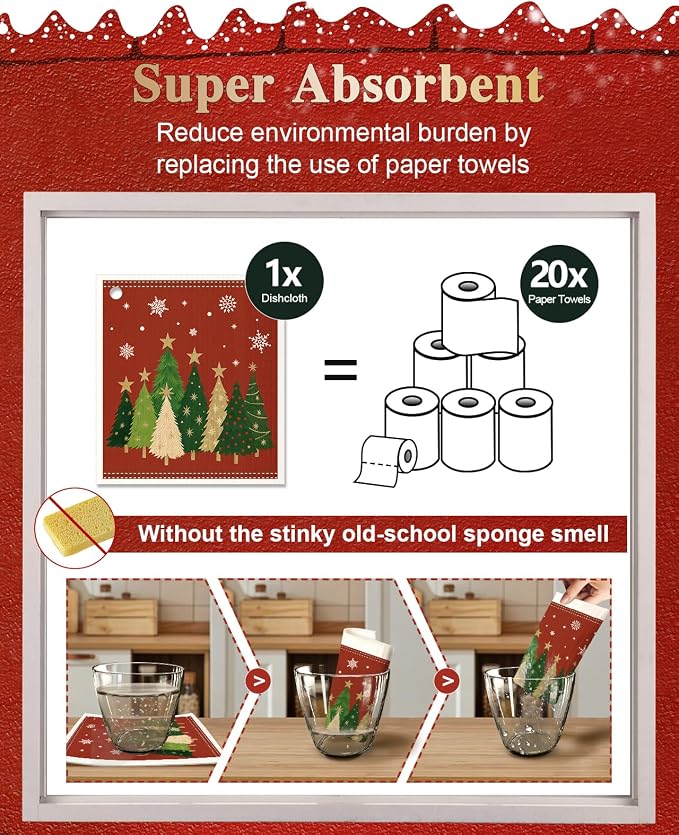 6 Pack Christmas Swedish Dishcloths - Image 4