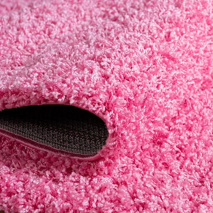 Unique Loom Solid Shag Collection Area Rug (3' 3" x 5' 3" Oval, Taffy Pink)