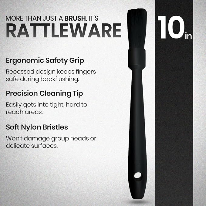 Rattleware 10" Black Espresso Machine Grinder Brush, Long Durable Handle Coffee - Image 4