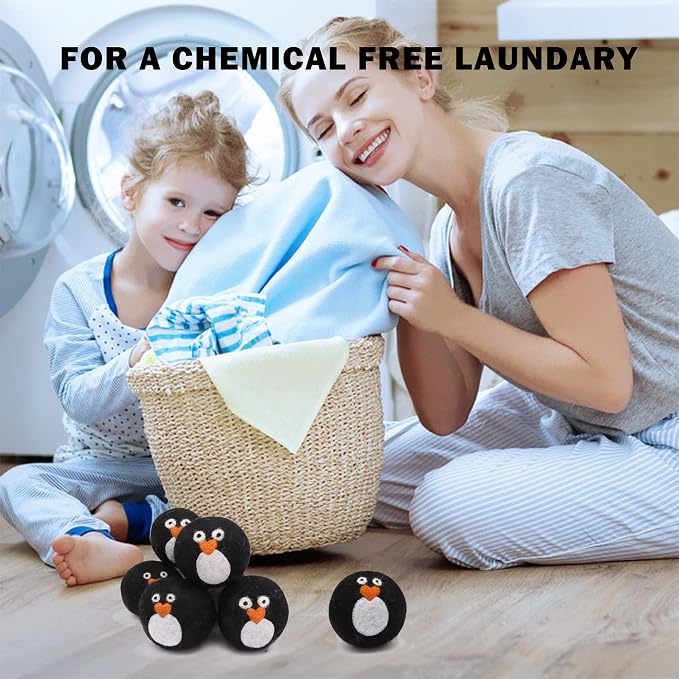 Pack of 6 Wool Dryer Balls, Muulaii Reusable Fabric Softener, Extra Large - Image 5