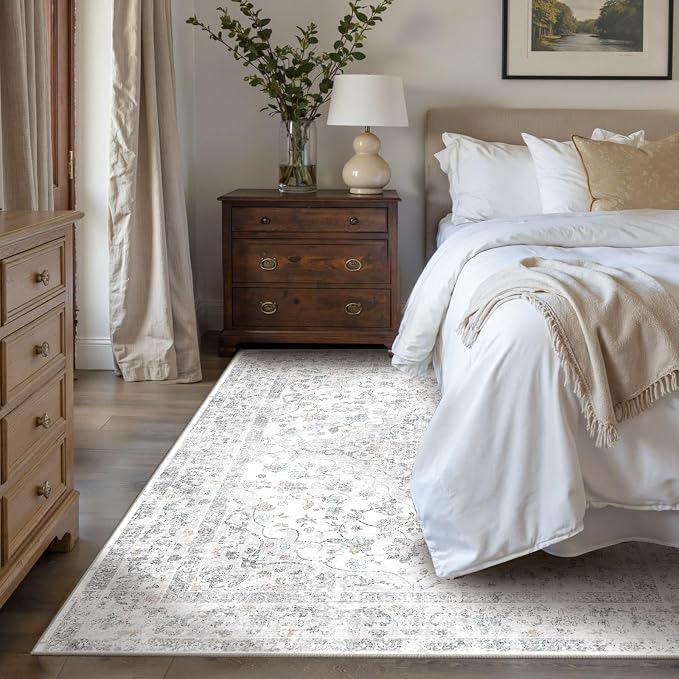 4x6 Area Rugs for Living Room, Small Washable Grey Rugs, Entryway Non Slip Rug - Image 2