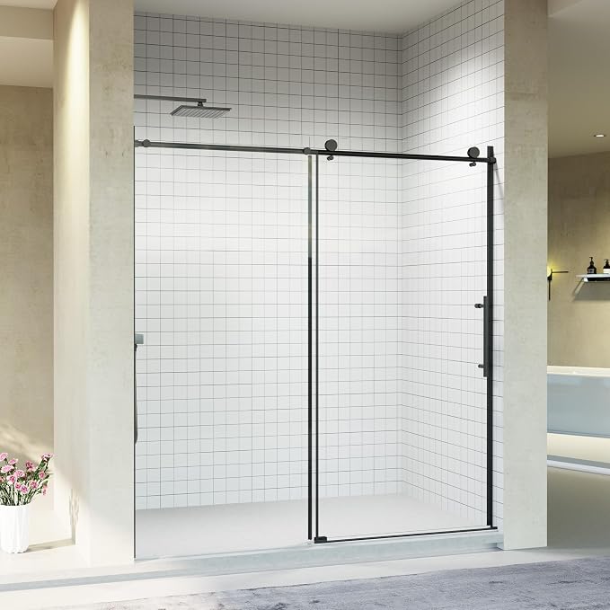 Frameless Sliding Shower Door 72” W x 76” H, 3/8” Tempered Glass, Single Bypass by Relaxcabine