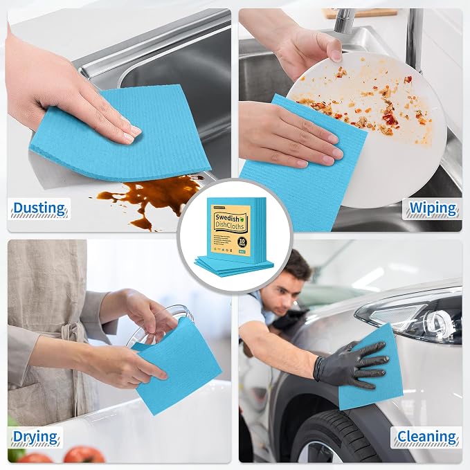 HOMERHYME Swedish Dishcloths, 10 Pack Kitchen Towels Dish Rags, Absorbent - Image 6