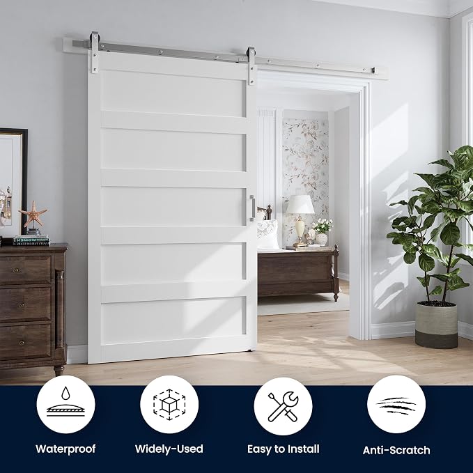 SmartStandard 48x96 inch White Barn Door - Image 2