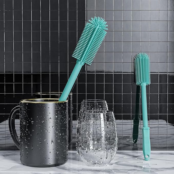 Long Silicone Bottle Cleaning Brush | 2 Pack| 16”+13”Water Bottle Brush Cleaner - Image 7