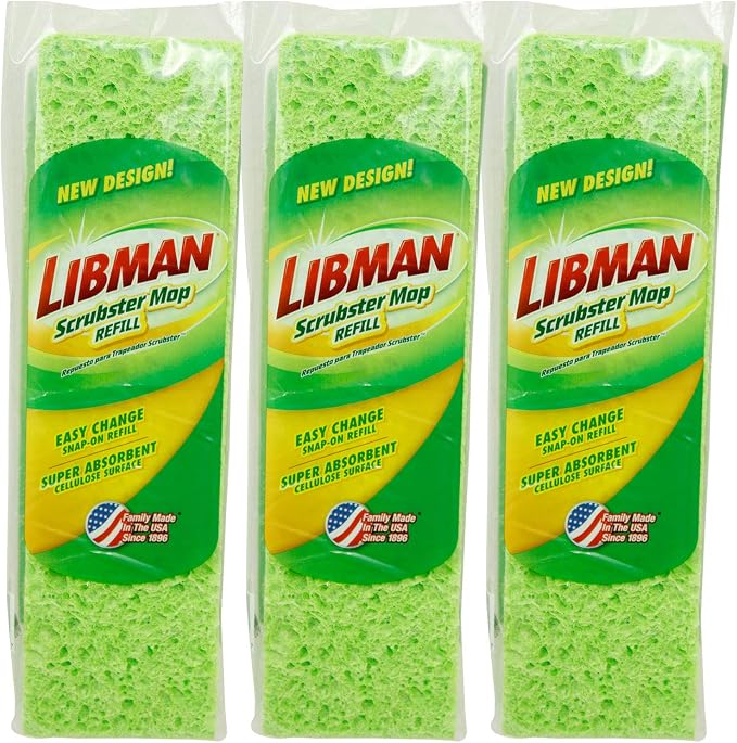 Libman Scrubster Mop Refill Pack, Three #3105 Refills Extra-Absorbent, by TheLibmanCompany