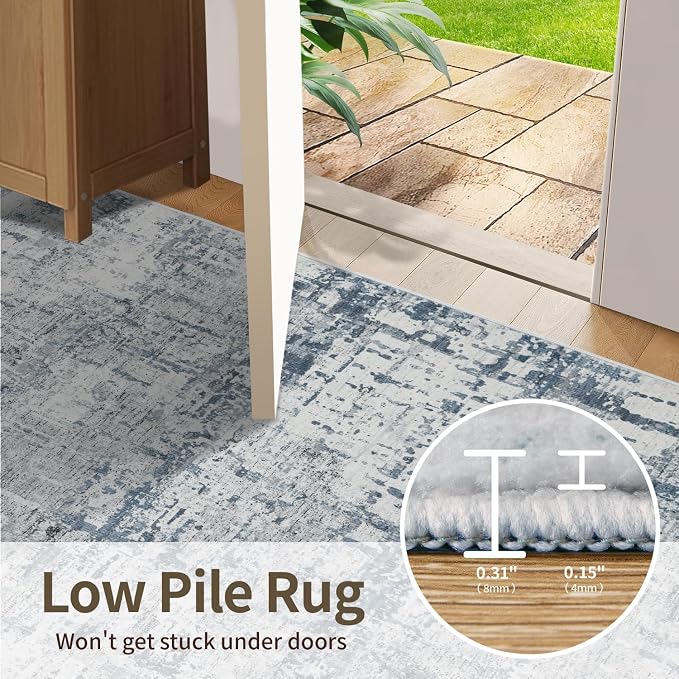 Blue Grey 8x10 Area Rugs, Large Soft Rugs - Image 7