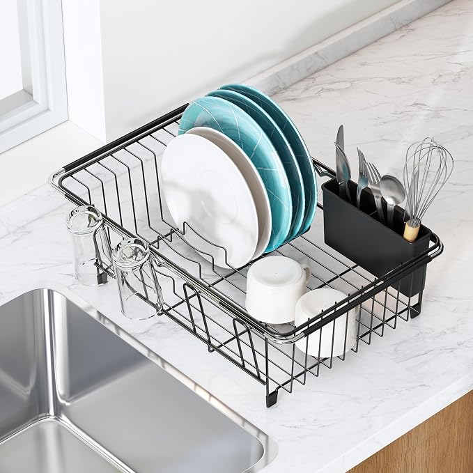 Over The Sink Expandable Dish Drainer Drying Rack in Stainless Steel - Image 7