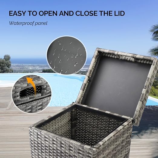VINGLI Wicker Patio Trash Can, 27 Gallon Rattan Trash Can - Image 9